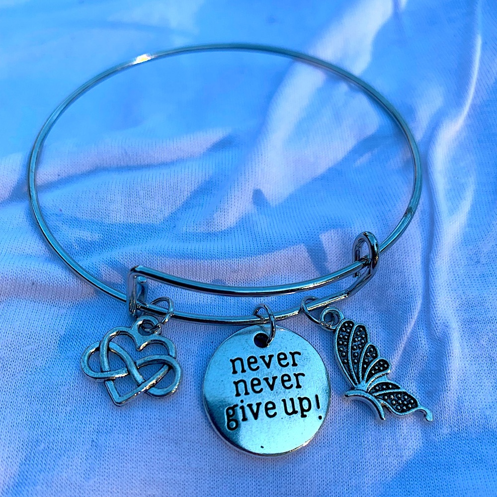 Brand New! Handmade! Adjustable Charm Bangle Bracelet!